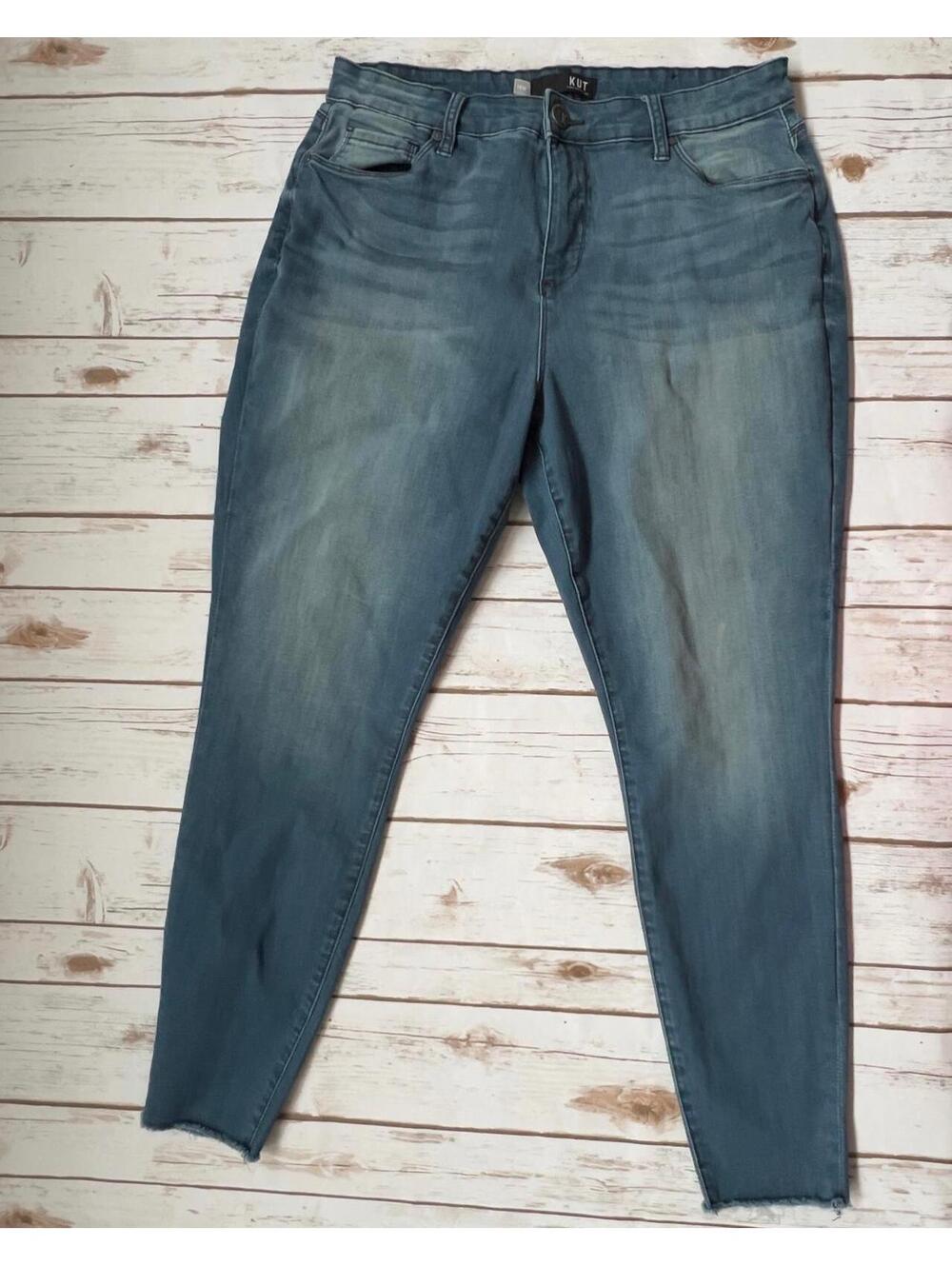 KUT‎ from the Kloth High Rise Ankle Skinny Jeans Blue Raw Hem 16W